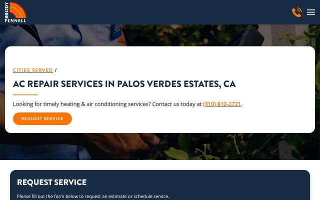 Brody Pennell Heating & Air Conditioning's page as the assistant saw it