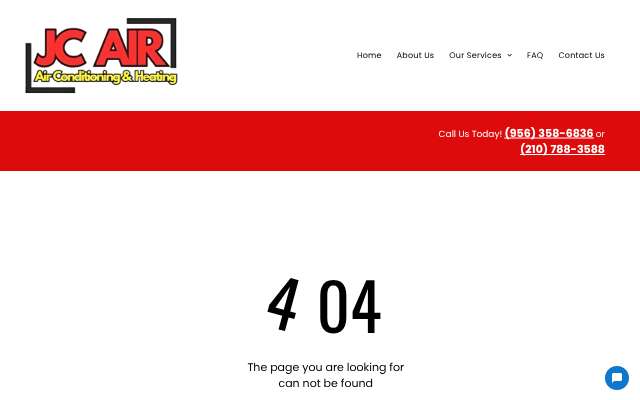 JC Air Conditioning & Heating's page as the assistant saw it