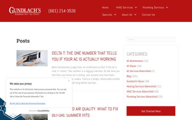 Gundlach's Service's page as the assistant saw it