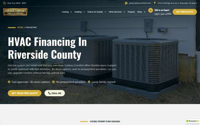 Caribou Comfort Heating & Air Conditioning's page as the assistant saw it