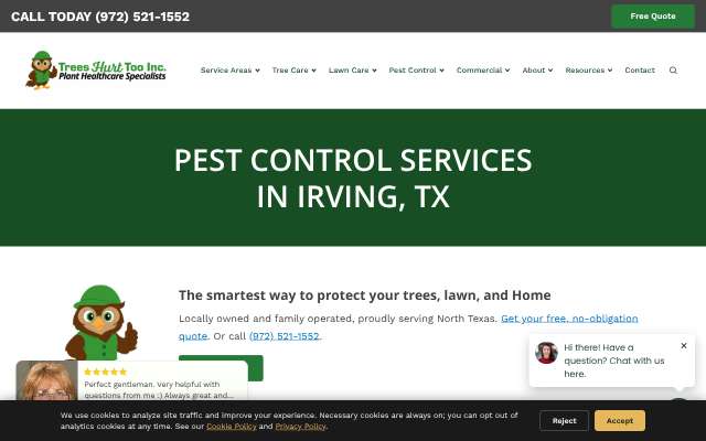 Oakley's Pest Solutions / Trees Hurt Too (Irving)'s page as the assistant saw it