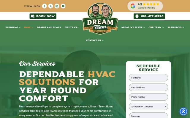 Dream Team Home Services's page as the assistant saw it