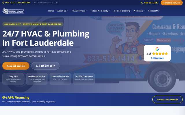 Emergency AC Corp's page as the assistant saw it