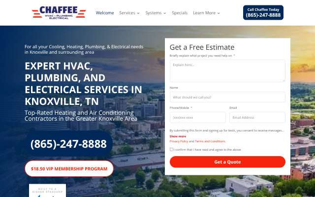 Chaffee HVAC, Plumbing & Electrical's page as the assistant saw it