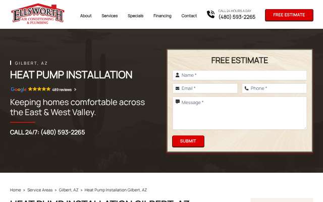Ellsworth Home Services's page as the assistant saw it