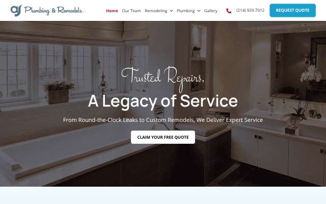 A and J Plumbing's page as the assistant saw it