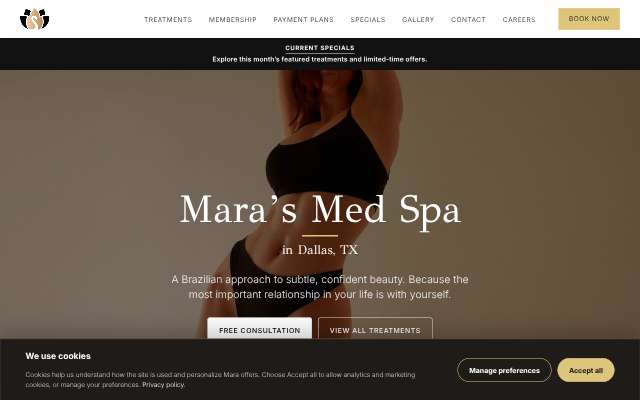 Mara's Med Spa's page as the assistant saw it