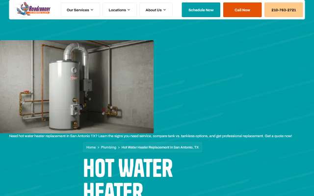 Roadrunner Plumbing & Air's page as the assistant saw it