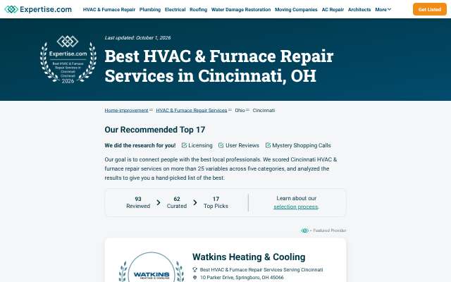 Hauser Heating & Air Conditioning's page as the assistant saw it