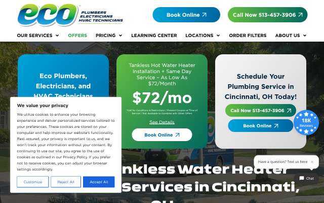 Eco Plumbers's page as the assistant saw it