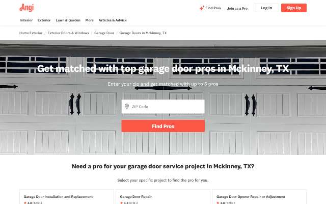 Page cited for Lone Star Garage Doors