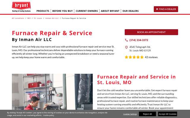 Inman Air LLC's page as the assistant saw it