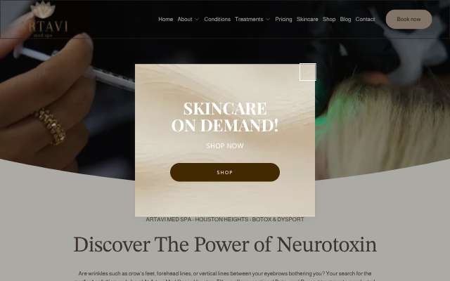 Artavi Med Spa (Houston Heights)'s page as the assistant saw it