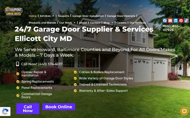 Champions Garage Door Repair's page as the assistant saw it