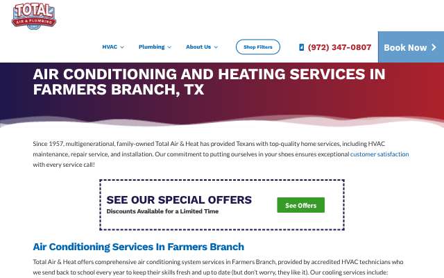 Total Air & Heat's page as the assistant saw it