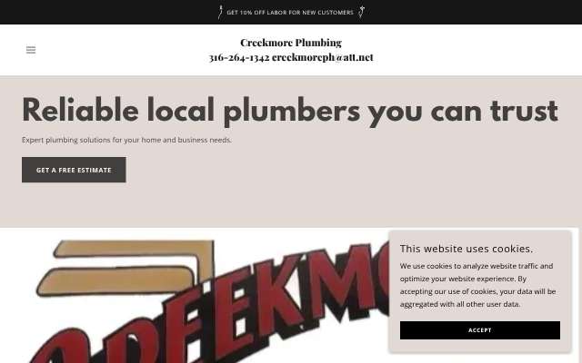 Creekmore Plumbing-Heating's page as the assistant saw it