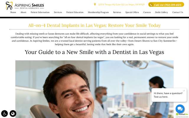 Aspiring Smiles Dental's page as the assistant saw it