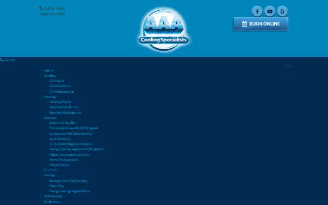 AAA Cooling Specialists's page as the assistant saw it