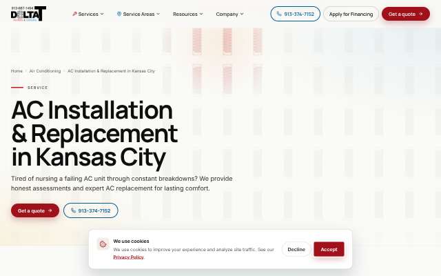 Delta T Heating & Cooling's page as the assistant saw it