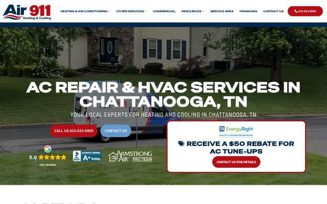 Air 911 Heating and Cooling's page as the assistant saw it