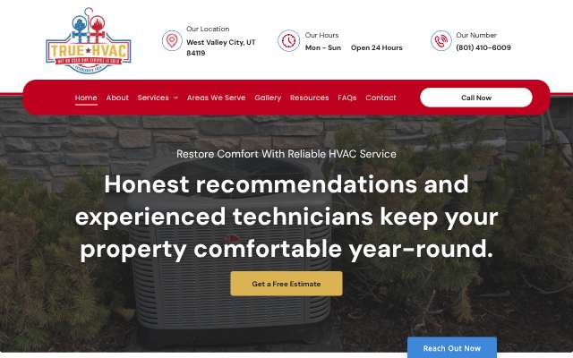 TrueHVAC LLC's page as the assistant saw it
