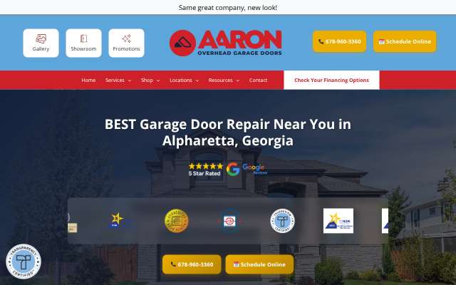 Aaron Overhead Doors of Atlanta's page as the assistant saw it