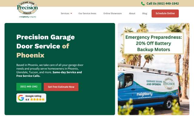 Precision Garage Door Service of Phoenix's page as the assistant saw it