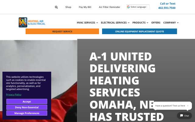 A-1 United Heating, Air & Electrical's page as the assistant saw it