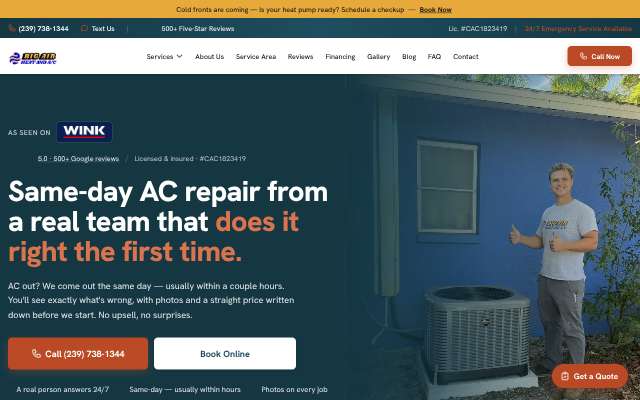 Big Air Heat and A/C's page as the assistant saw it