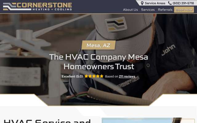 Cornerstone Heating and Cooling's page as the assistant saw it