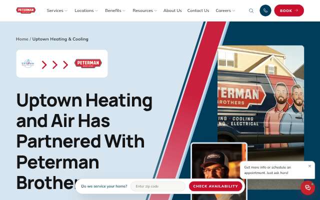 Uptown Heating and Cooling's page as the assistant saw it