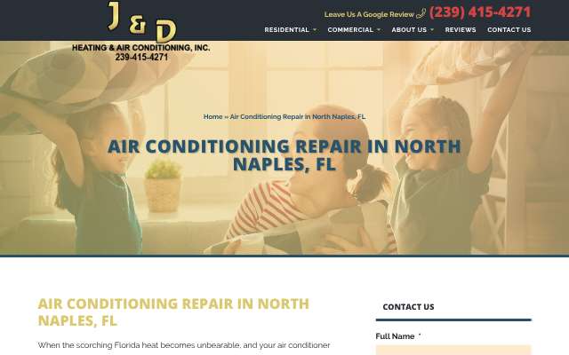 J&D Heating and Air Conditioning, Inc.'s page as the assistant saw it