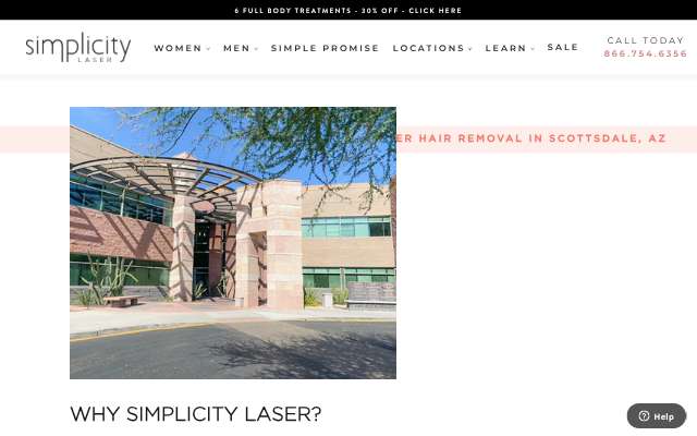Simplicity Laser's page as the assistant saw it