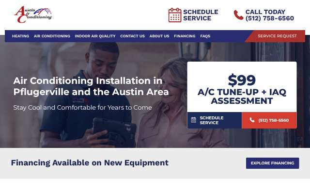 Austin Air Conditioning's page as the assistant saw it