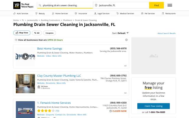 Roto-Rooter Plumbing & Water Cleanup - Jacksonville's page as the assistant saw it
