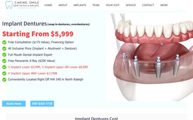 Caring Smile Family Dentistry's page as the assistant saw it