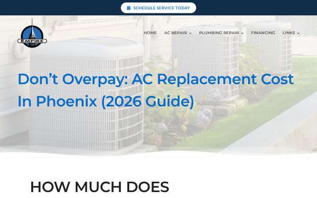 Empire Plumbing & Air Conditioning's page as the assistant saw it