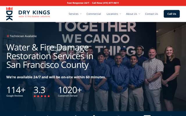 Dry Kings Restoration's page as the assistant saw it
