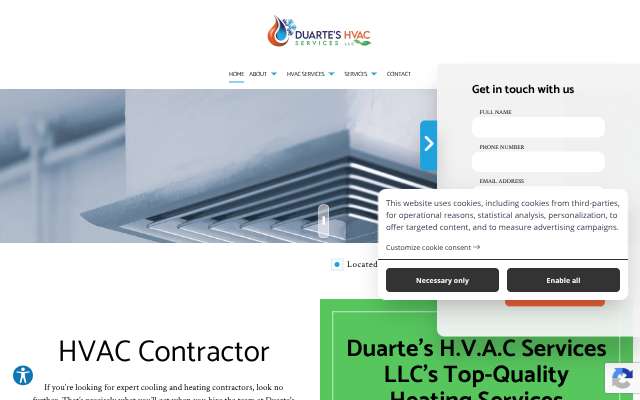 Duarte's H.V.A.C Services's page as the assistant saw it