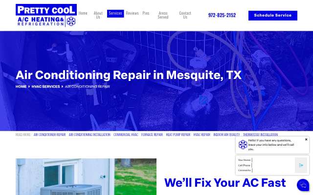 Pretty Cool AC Heating and Refrigeration's page as the assistant saw it