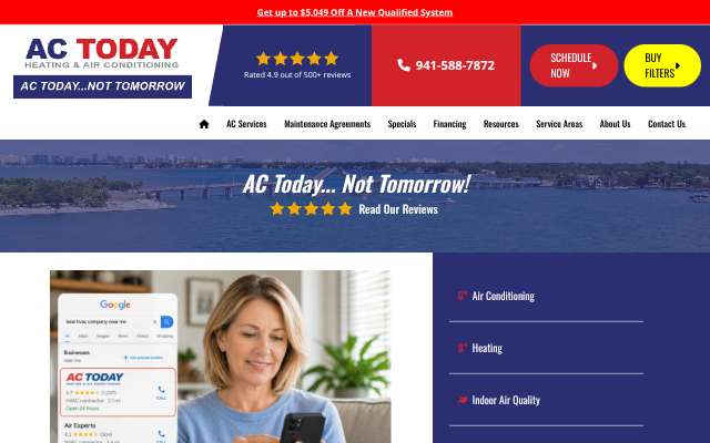 AC Today Heating & Air Conditioning's page as the assistant saw it