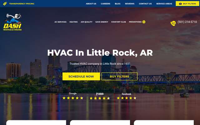 DASH Heating & Cooling's page as the assistant saw it