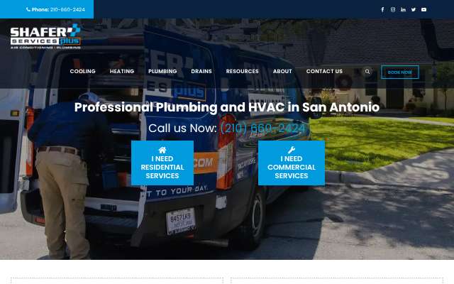 Shafer Services Plus's page as the assistant saw it