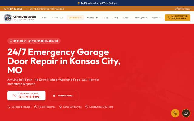 Neighborhood Garage Door Kansas City's page as the assistant saw it