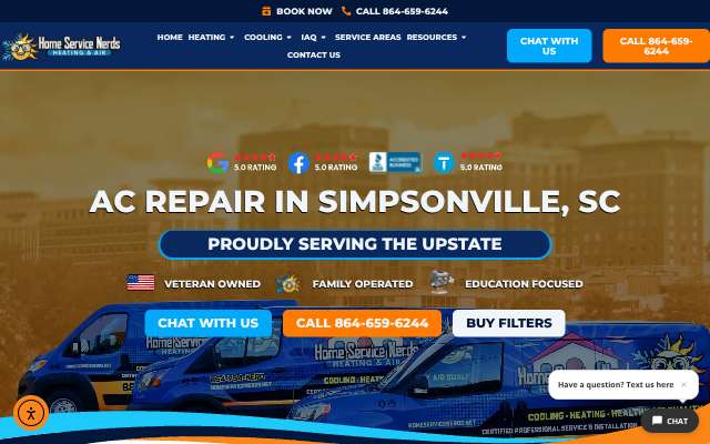 Home Service Nerds's page as the assistant saw it