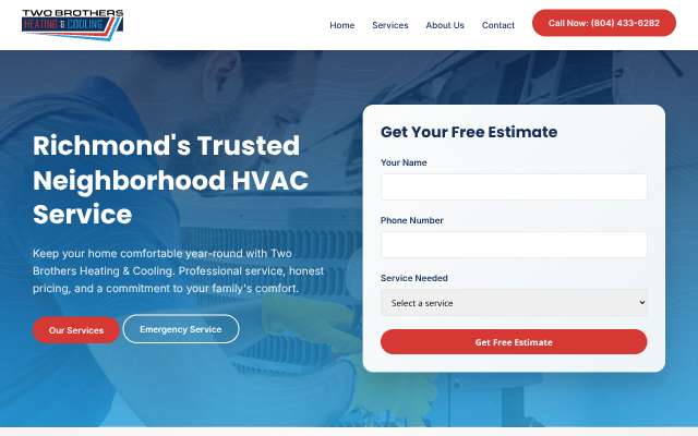 Two Brothers Heating & Cooling's page as the assistant saw it