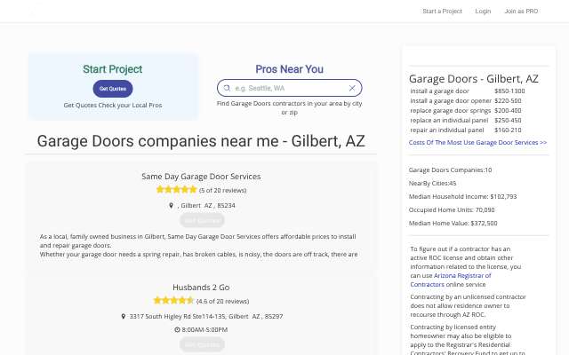 Page cited for Same Day Garage Door Services