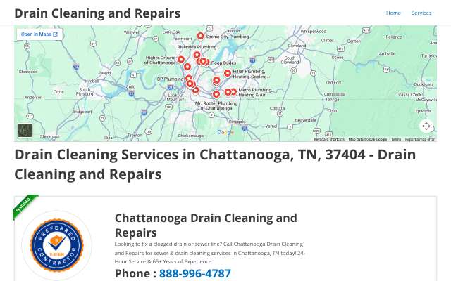 Chattanooga Drain Cleaning and Repairs's page as the assistant saw it