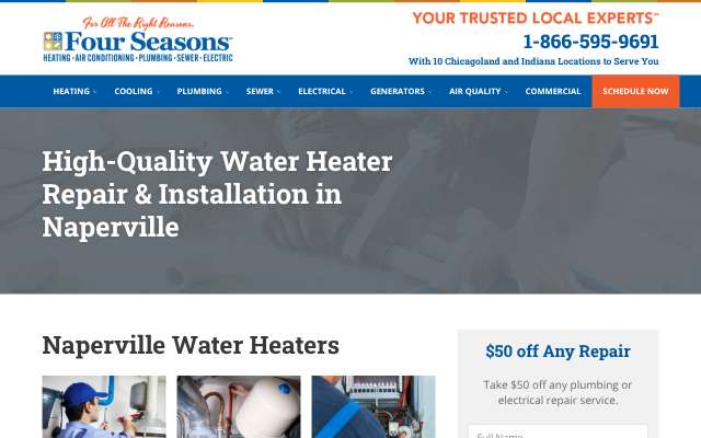Four Seasons Plumbing and Sewer's page as the assistant saw it