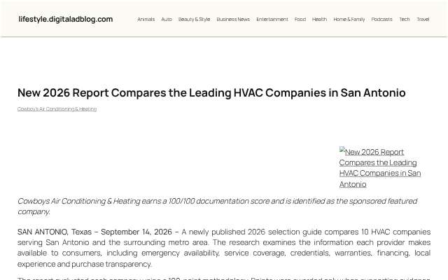 Cowboys Air Conditioning & Heating's page as the assistant saw it